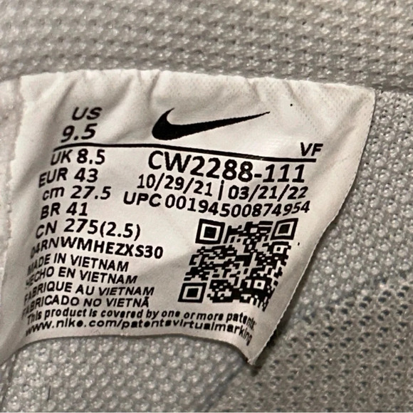 Nike Air Force 1 Triple White CW2288-111 Casual Sneakers Mens Size US 9.5 - Picture 9 of 11